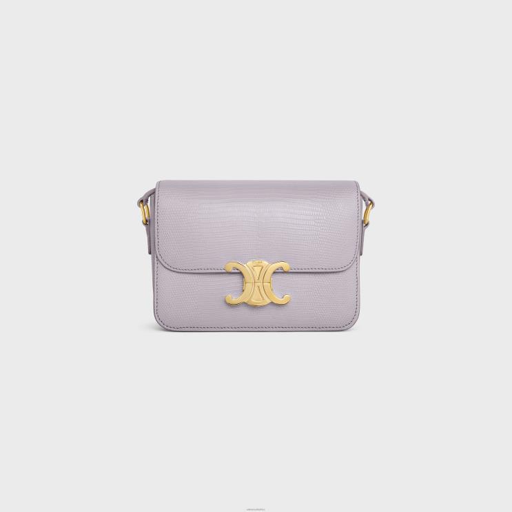 CELINE Light Lilac Teen Triomphe Bag in Lizard R0ZNN116