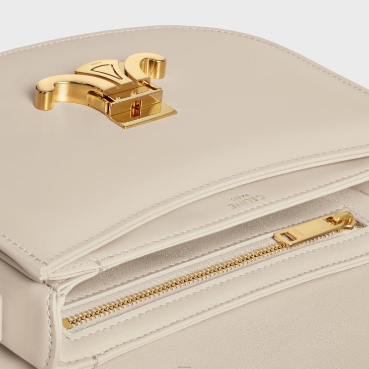 CELINE Light Stone Besace Clea in Shiny Calfskin R0ZNN59