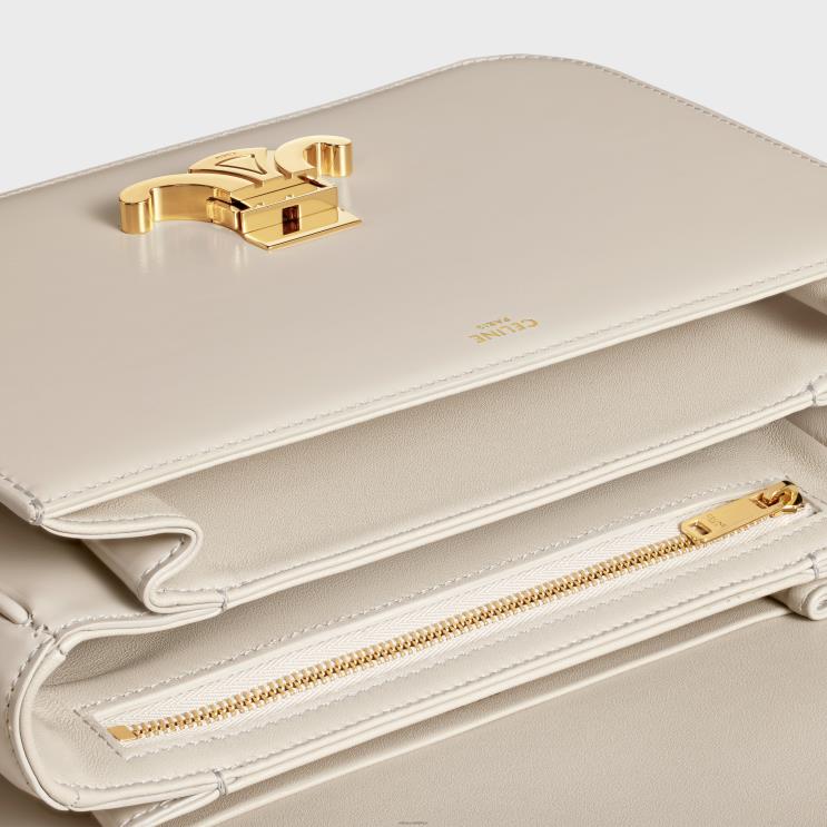 CELINE Light Stone Classique Triomphe Bag in Shiny Calfskin R0ZNN44