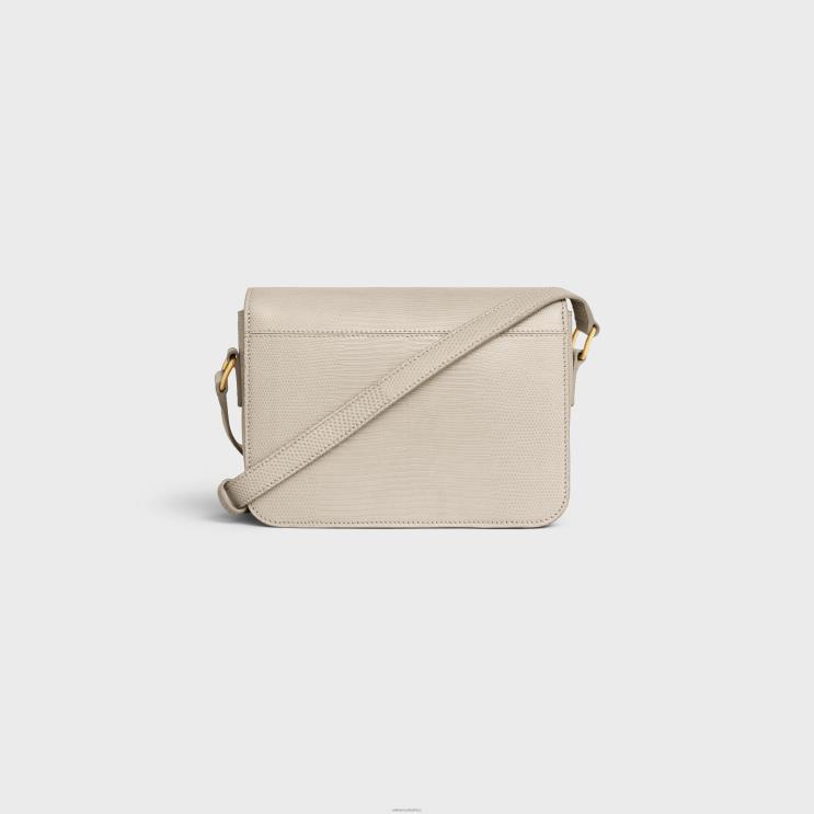 CELINE Light Stone Teen Triomphe Bag in Lizard R0ZNN49