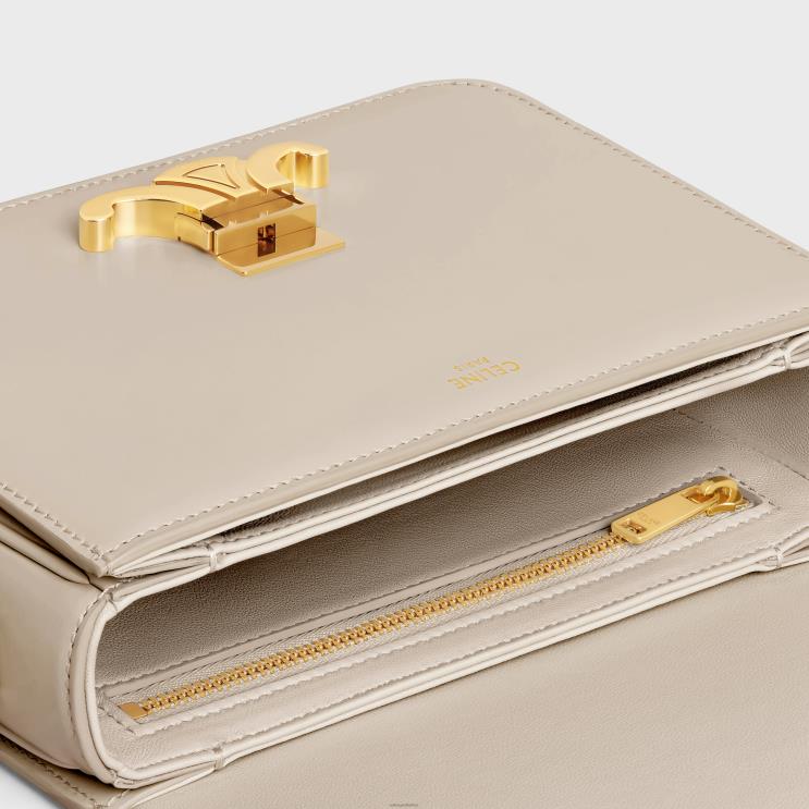 CELINE Light Stone Teen Triomphe Bag in Shiny Calfskin R0ZNN48