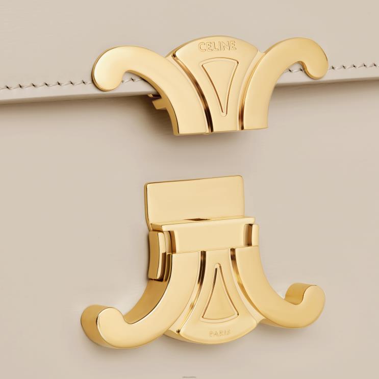 CELINE Light Stone Teen Triomphe Bag in Shiny Calfskin R0ZNN48