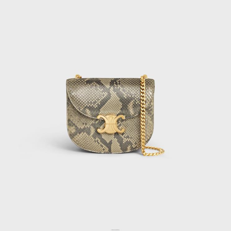 CELINE Natural Chain Besace Clea in Pearly Python R0ZNN37