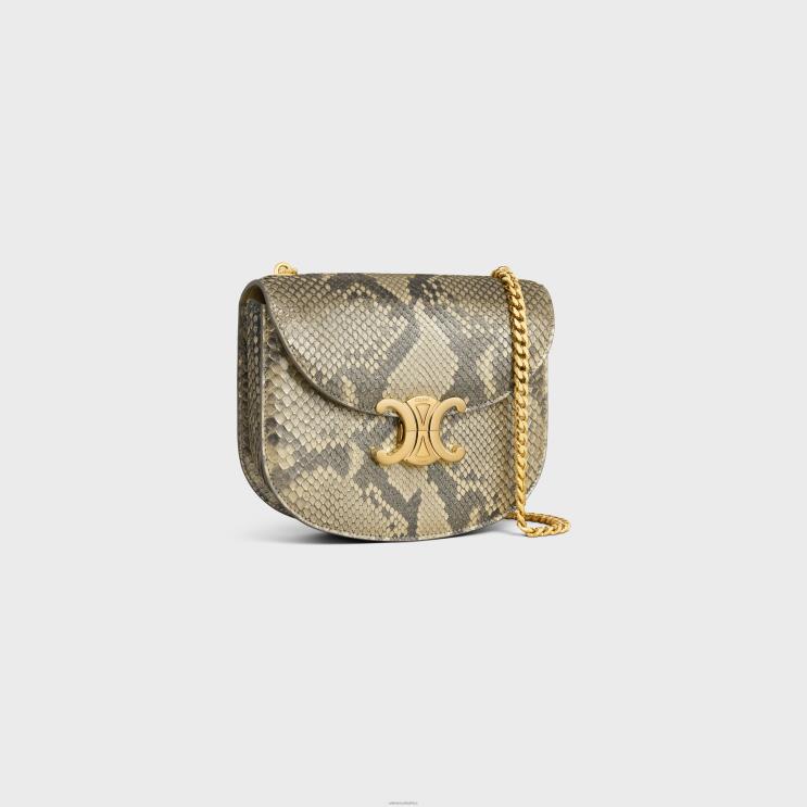 CELINE Natural Chain Besace Clea in Pearly Python R0ZNN37