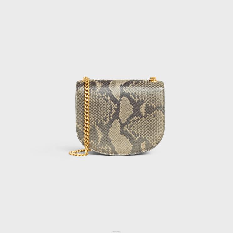 CELINE Natural Chain Besace Clea in Pearly Python R0ZNN37