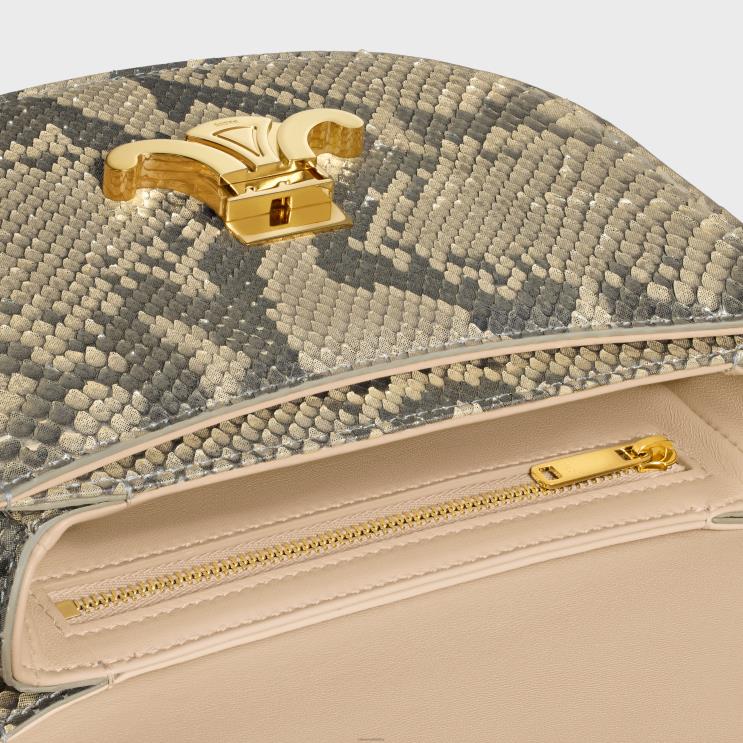 CELINE Natural Chain Besace Clea in Pearly Python R0ZNN37
