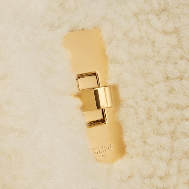 CELINE Natural/Tan Bucket 16 Bag in Shearling R0ZNN147