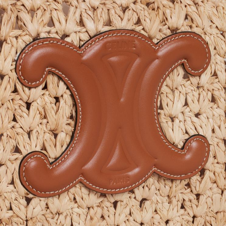 CELINE Natural/Tan Classic Panier Hobo Bag in Raffia & Calfskin R0ZNN259