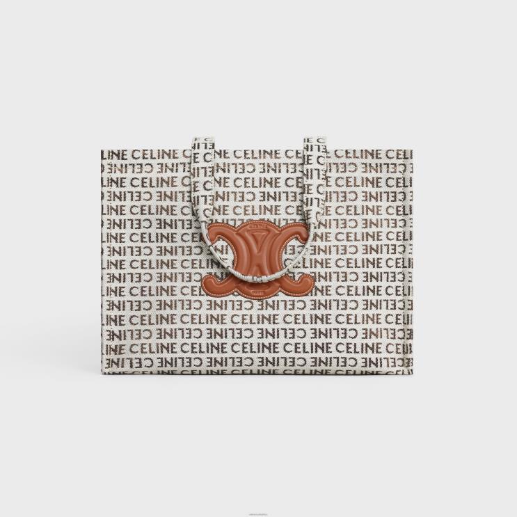 CELINE Natural/Tan Large Cabas Thais in Textile With All-Over R0ZNN244