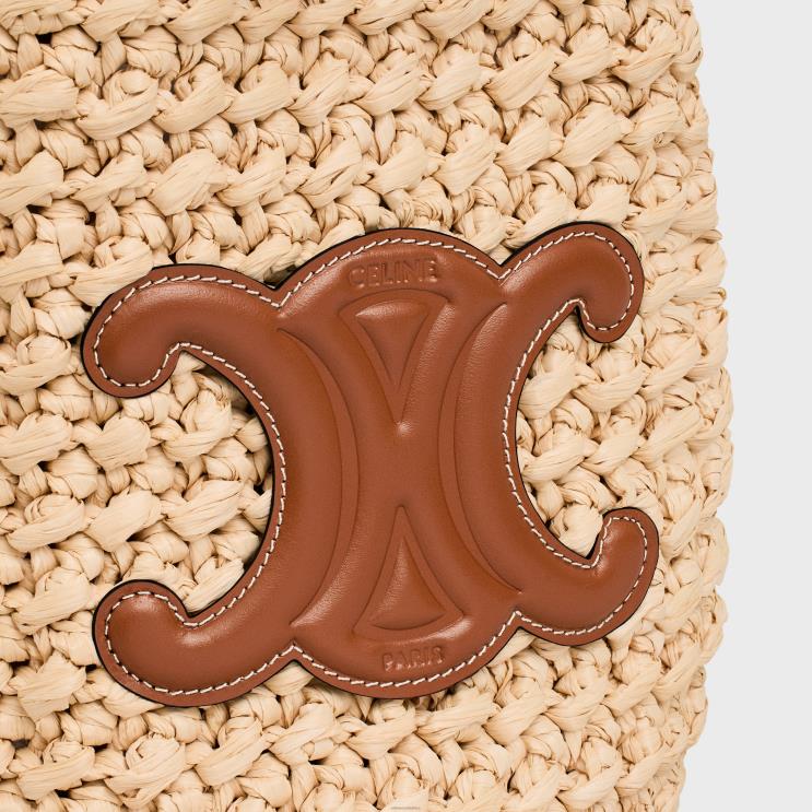 CELINE Natural/Tan Teen Drawstring in Raffia & Calfskin R0ZNN298