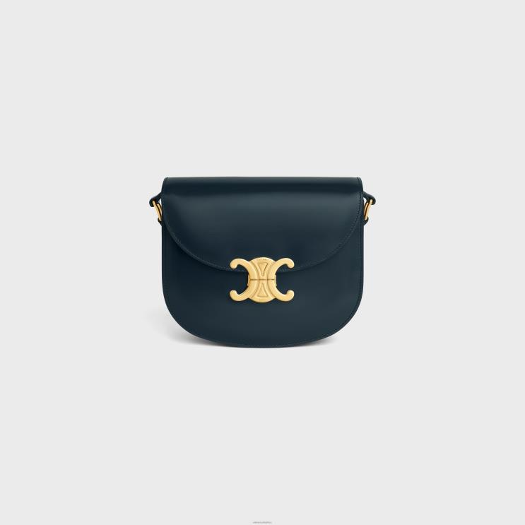 CELINE Navy Blue Besace Clea in Shiny Calfskin R0ZNN172