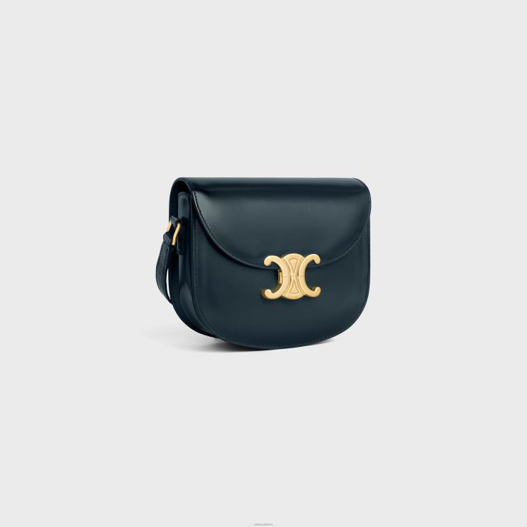CELINE Navy Blue Besace Clea in Shiny Calfskin R0ZNN172