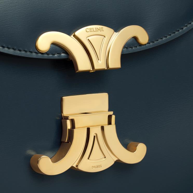 CELINE Navy Blue Besace Clea in Shiny Calfskin R0ZNN172