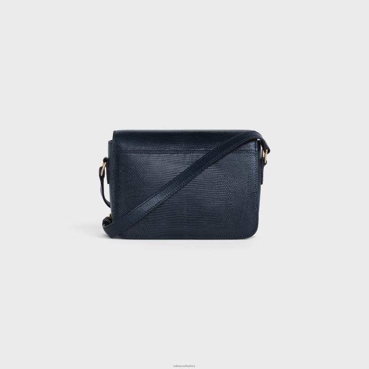 CELINE Navy Blue Teen Triomphe Bag in Lizard R0ZNN117