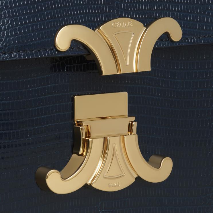 CELINE Navy Blue Teen Triomphe Bag in Lizard R0ZNN117