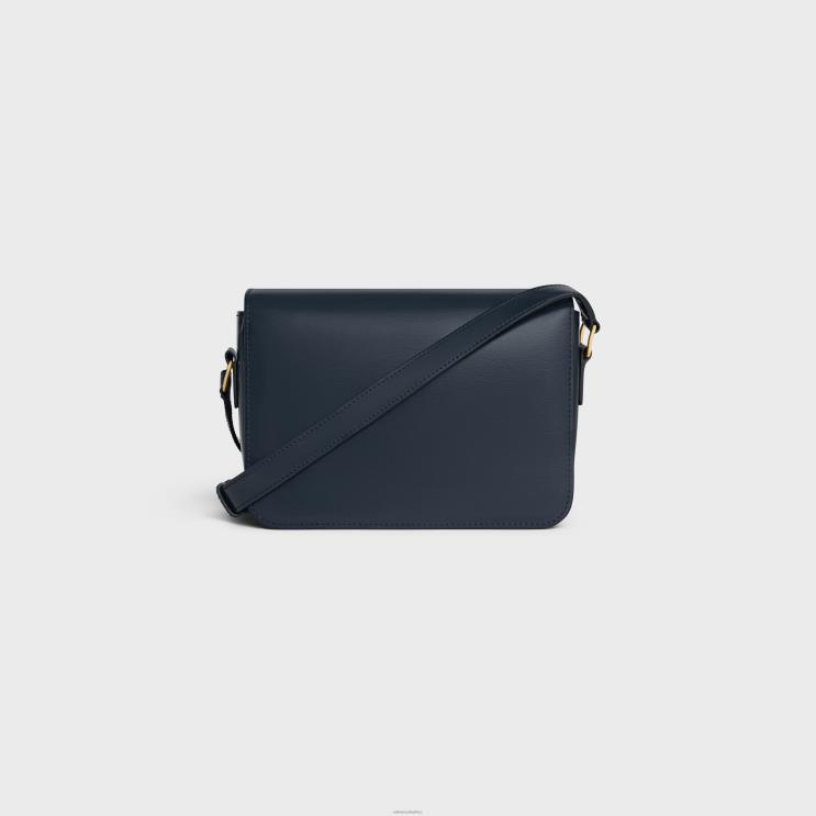 CELINE Navy Blue Teen Triomphe Bag in Shiny Calfskin R0ZNN46