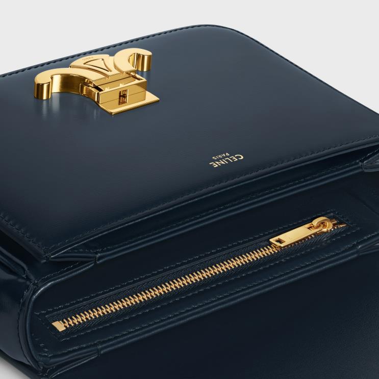 CELINE Navy Blue Teen Triomphe Bag in Shiny Calfskin R0ZNN46