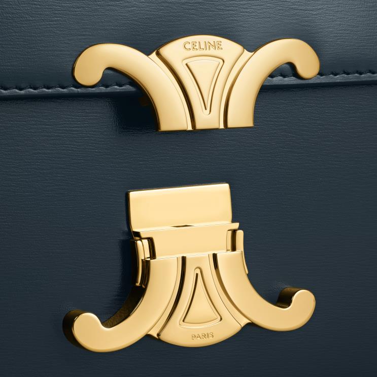 CELINE Navy Blue Teen Triomphe Bag in Shiny Calfskin R0ZNN46