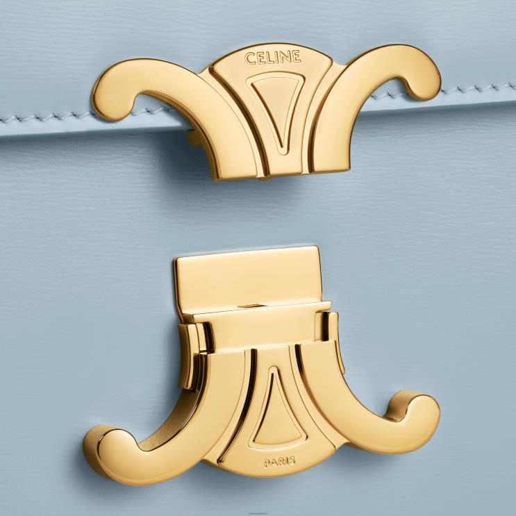 CELINE Pale Blue Teen Triomphe Bag in Shiny Calfskin R0ZNN3