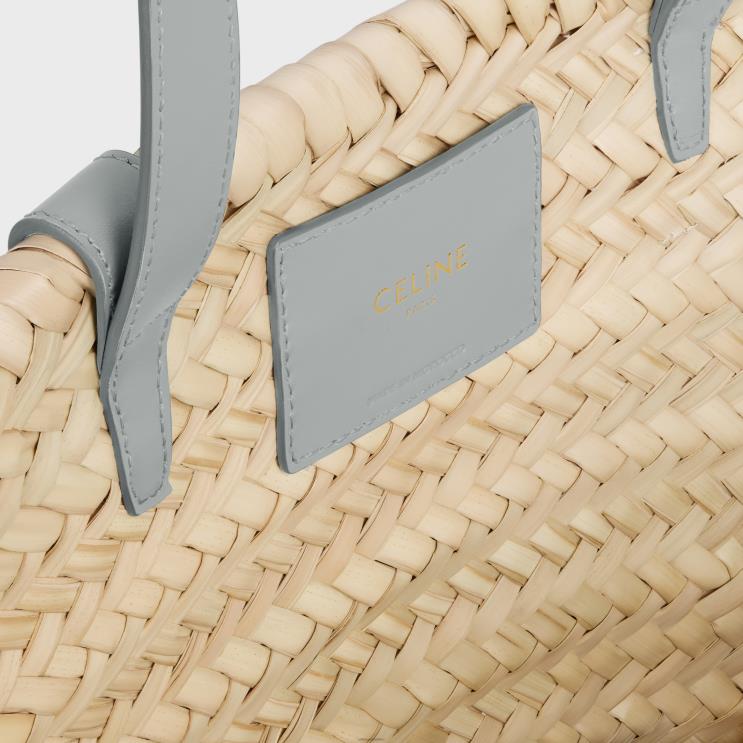 CELINE Pearl Blue Medium Classic Panier in Palm Leaves & Calfskin R0ZNN260