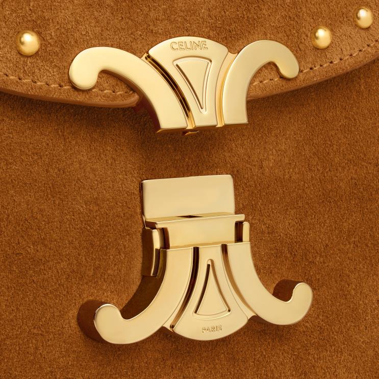 CELINE Pecan Chain Besace Clea in Suede Calfskin With Studs R0ZNN169