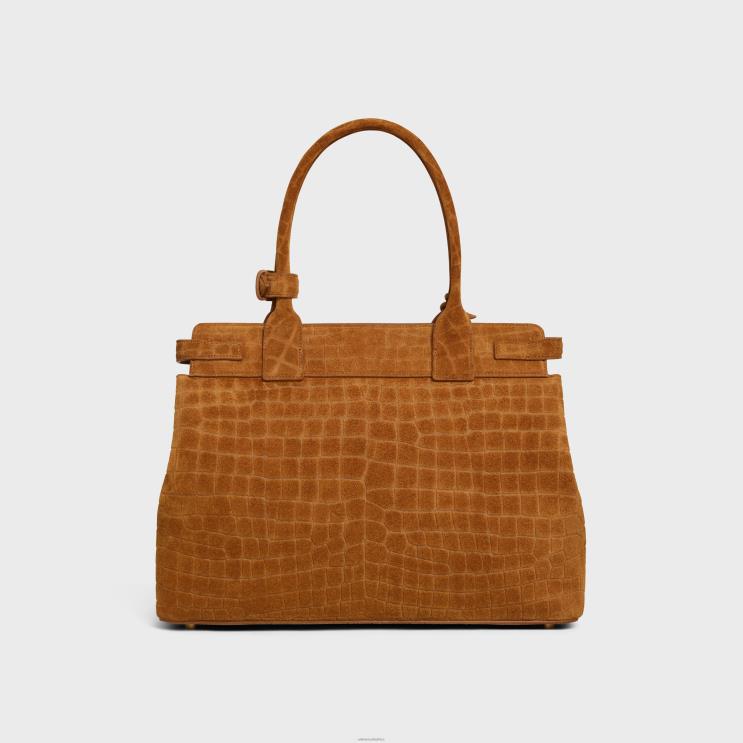 CELINE Pecan Conti Bag in Crocodile Embossed Suede Calfskin R0ZNN168