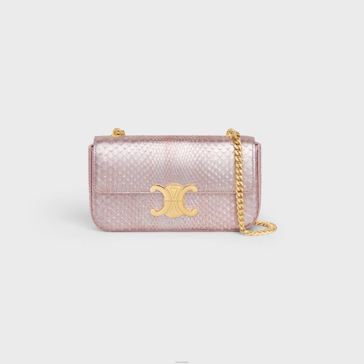 CELINE Rose Glace Chain Shoulder Bag Claude in Pearly Python R0ZNN38