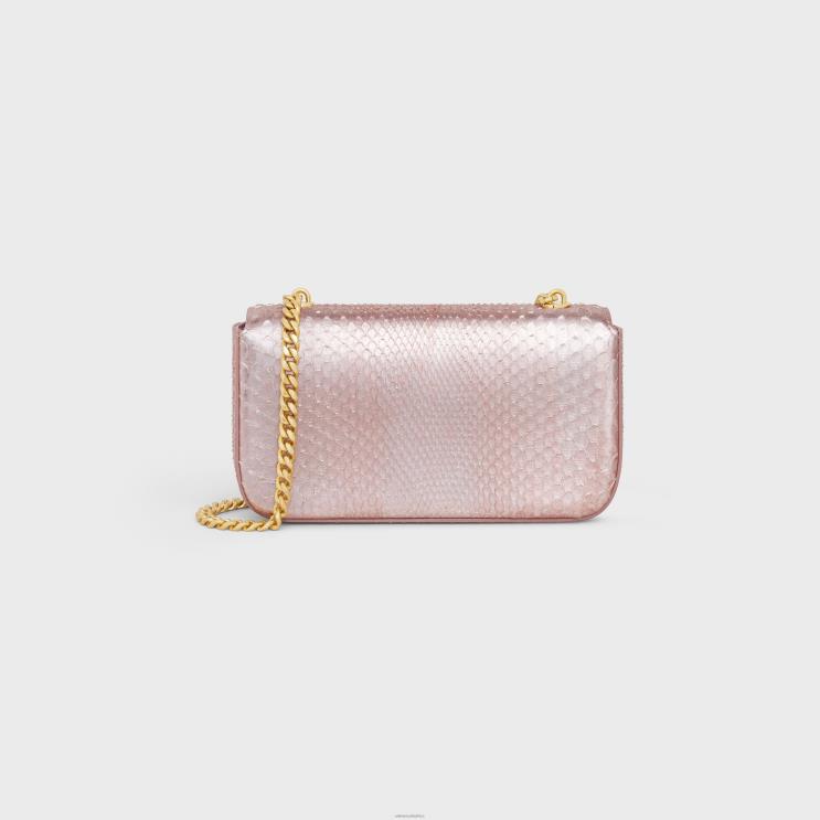 CELINE Rose Glace Chain Shoulder Bag Claude in Pearly Python R0ZNN38