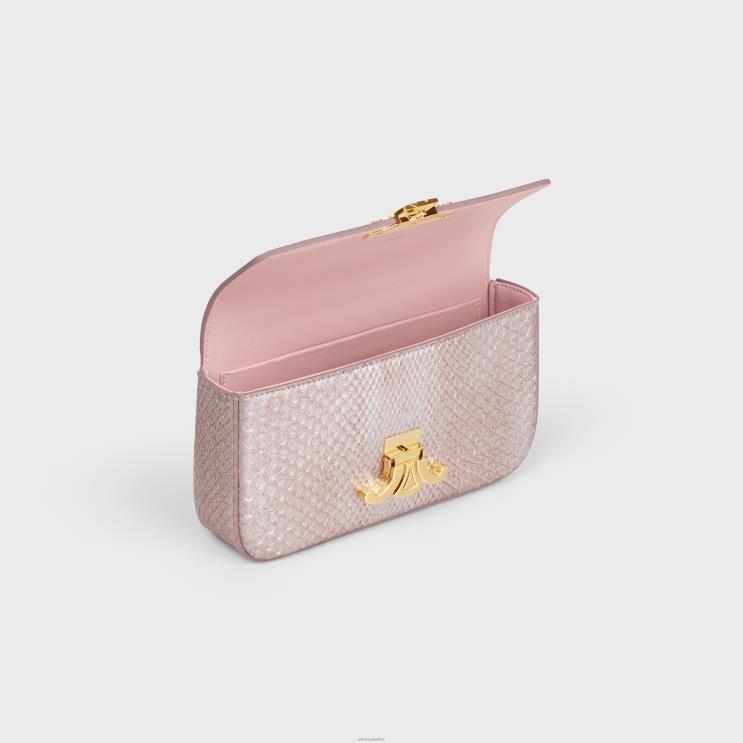 CELINE Rose Glace Chain Shoulder Bag Claude in Pearly Python R0ZNN38