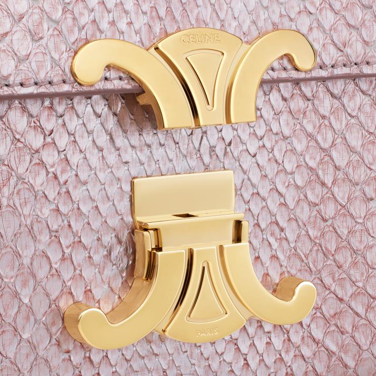 CELINE Rose Glace Chain Shoulder Bag Claude in Pearly Python R0ZNN38