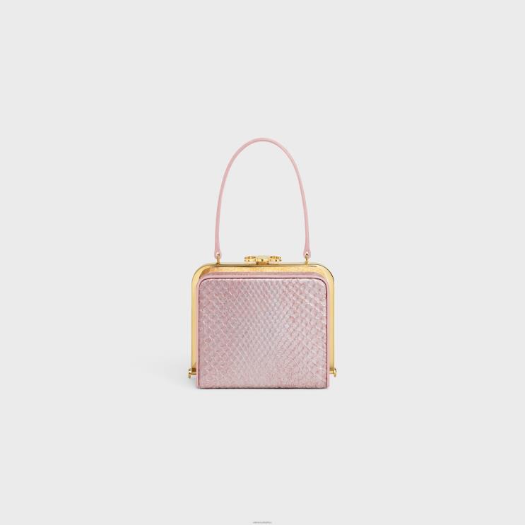 CELINE Rose Glace Lana Minaudiere in Pearly Python R0ZNN39