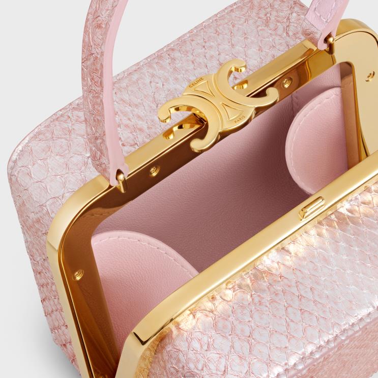 CELINE Rose Glace Lana Minaudiere in Pearly Python R0ZNN39