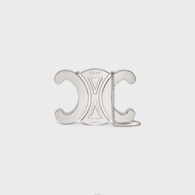 CELINE Silver Triomphe Metal Minaudiere in Aluminium R0ZNN287