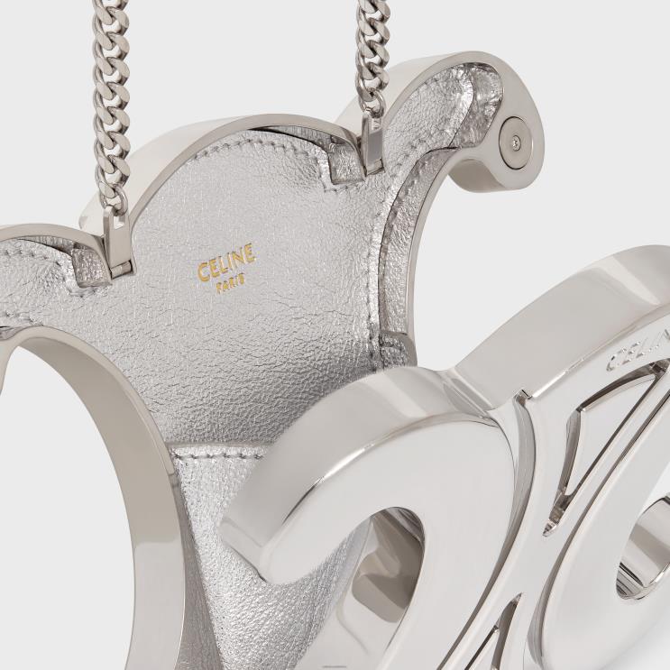 CELINE Silver Triomphe Metal Minaudiere in Aluminium R0ZNN287