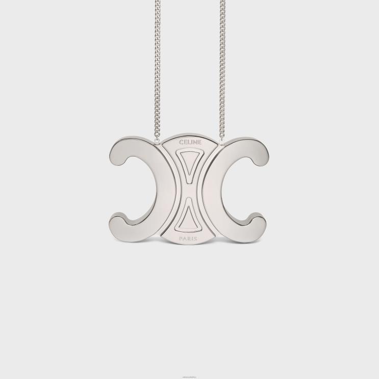 CELINE Silver Triomphe Metal Minaudiere in Aluminium R0ZNN287