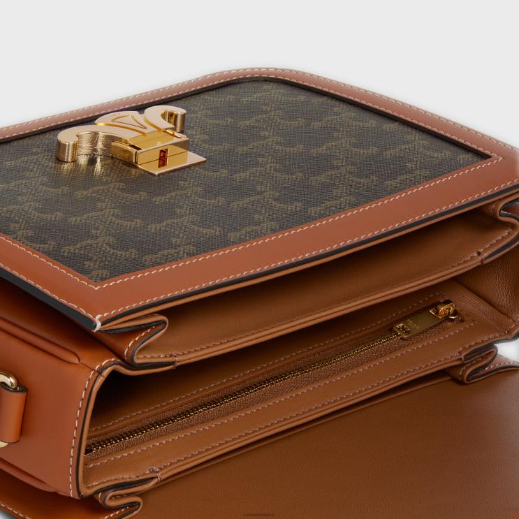 CELINE Tan Classique Triomphe Bag in Triomphe Canvas & Calfskin R0ZNN90