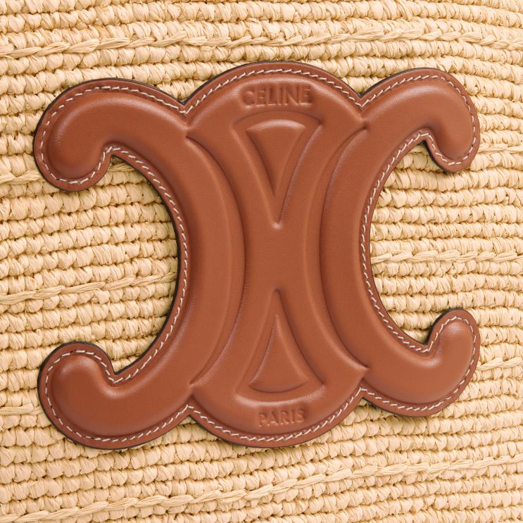 CELINE Tan Medium Supple Classic Panier in Raffia & Calfskin R0ZNN24