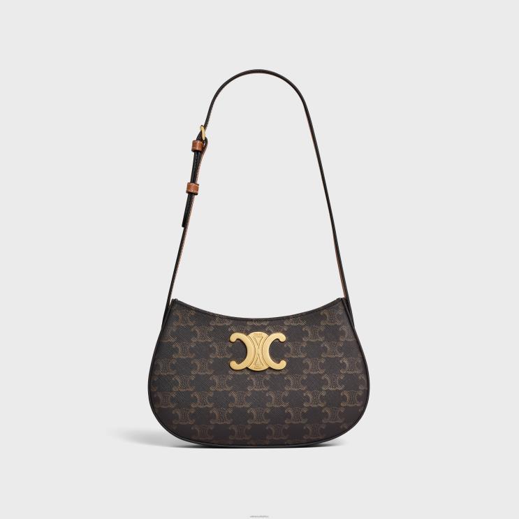 CELINE Tan Medium Tilly Bag in Triomphe Canvas & Calfskin R0ZNN14