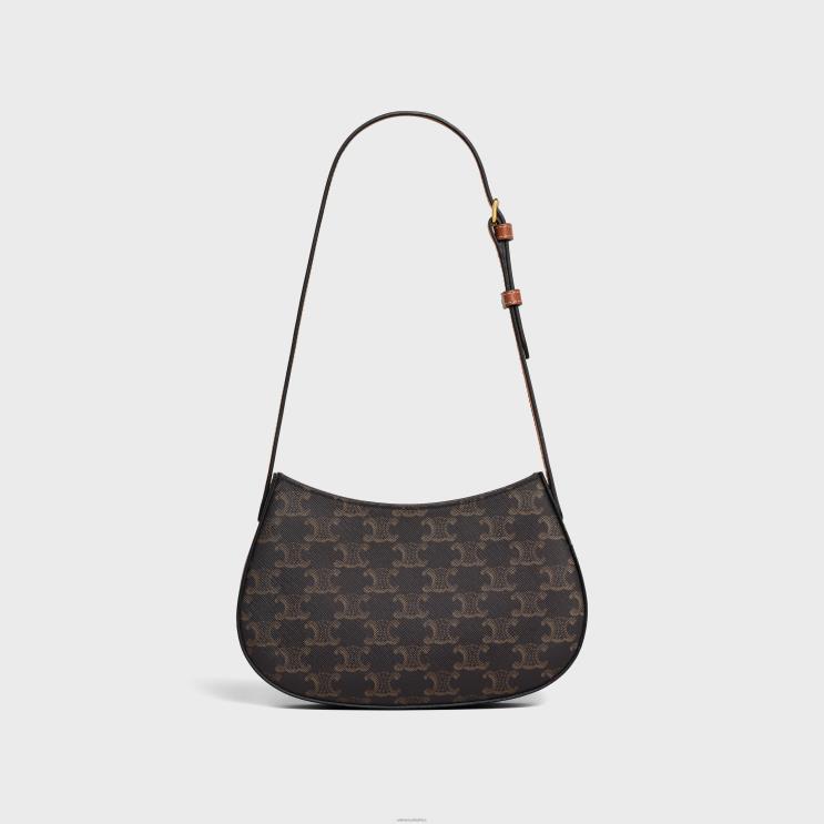 CELINE Tan Medium Tilly Bag in Triomphe Canvas & Calfskin R0ZNN14