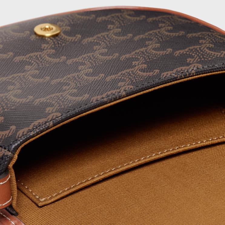 CELINE Tan Mini Besace in Triomphe Canvas & Calfskin R0ZNN226