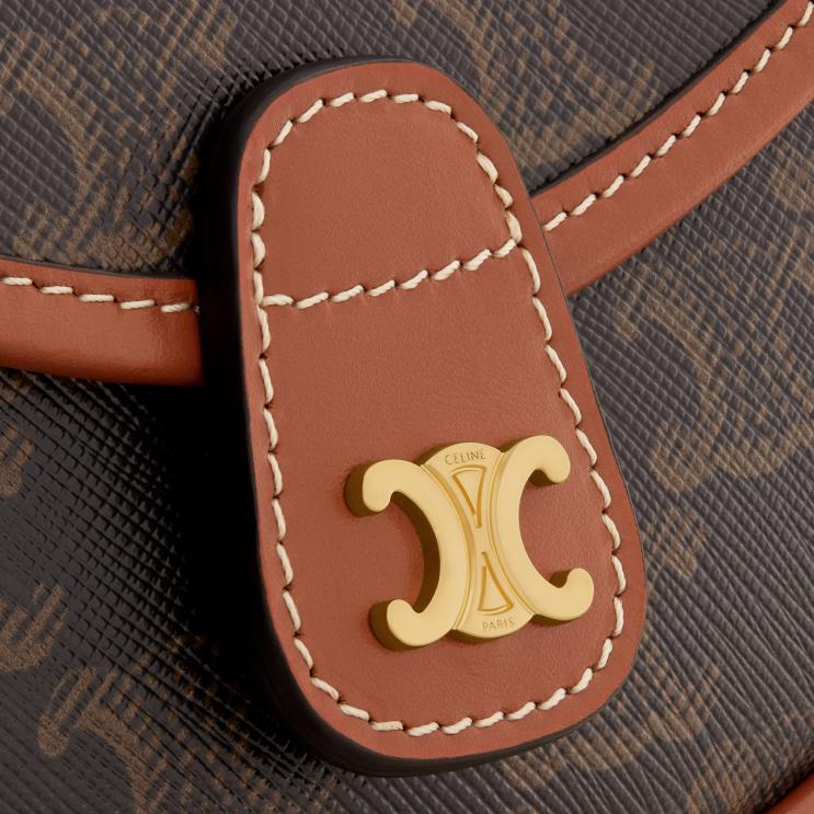 CELINE Tan Mini Besace in Triomphe Canvas & Calfskin R0ZNN226