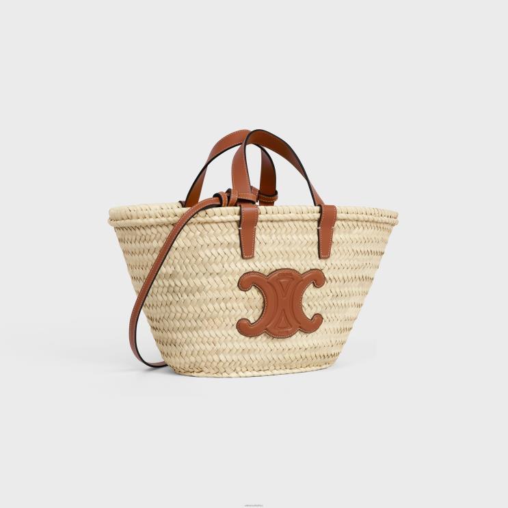 CELINE Tan Teen Classic Panier in Palm Leaves & Calfskin R0ZNN84