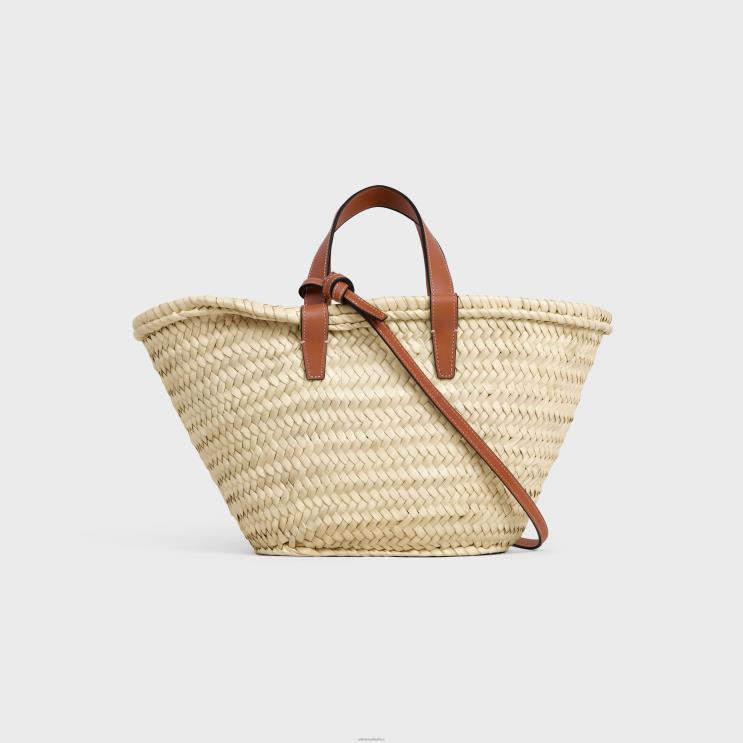 CELINE Tan Teen Classic Panier in Palm Leaves & Calfskin R0ZNN84
