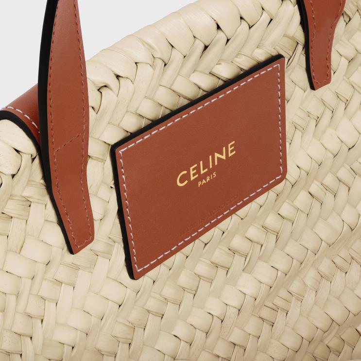 CELINE Tan Teen Classic Panier in Palm Leaves & Calfskin R0ZNN84