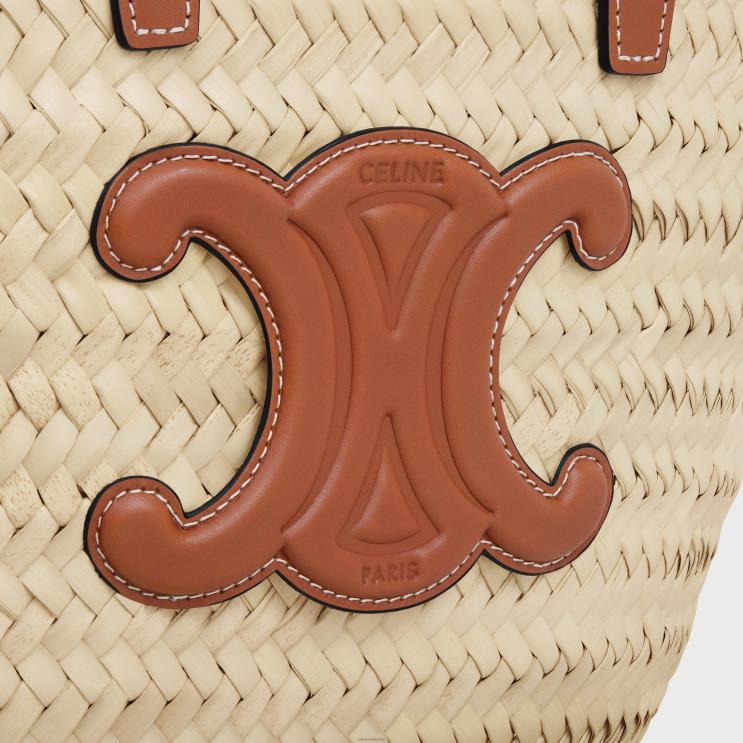 CELINE Tan Teen Classic Panier in Palm Leaves & Calfskin R0ZNN84