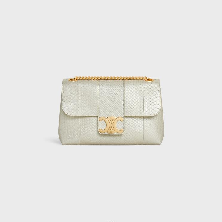 CELINE White Medium Victoire Bag in Pearly Python R0ZNN88