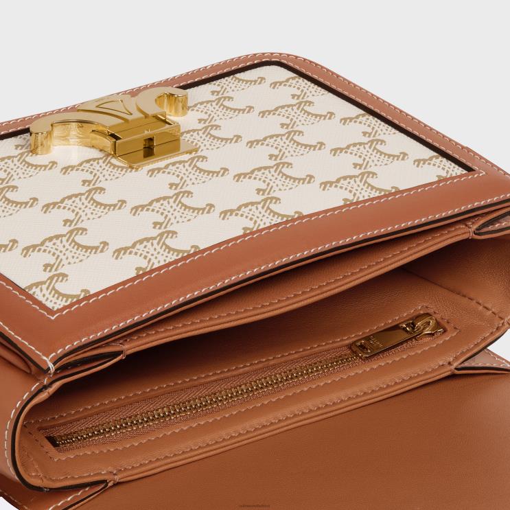 CELINE White Teen Triomphe Bag in Triomphe Canvas & Calfskin R0ZNN107