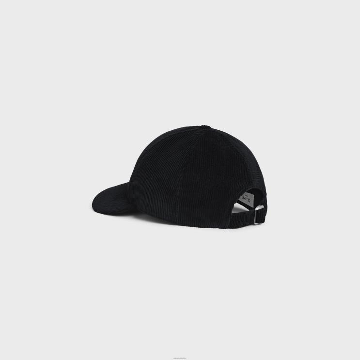 CELINE Black Baseball Cap in Corduroy R0ZNN2177