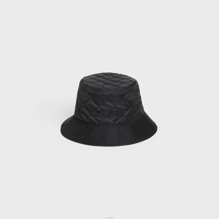 CELINE Black Bucket Hat in Lightweight Nylon R0ZNN2248