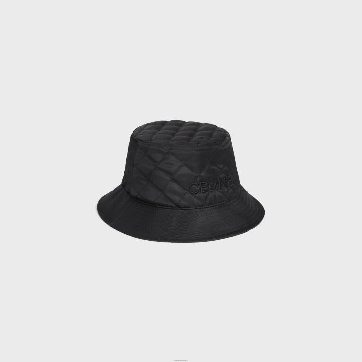 CELINE Black Bucket Hat in Lightweight Nylon R0ZNN2248